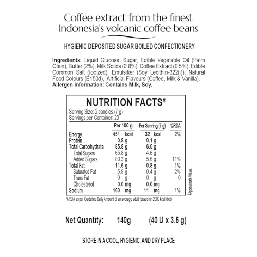 Image of KOPIKO Cappuccino Coffee Candy - World's No 1 Coffee Hard Candy* - Family Pack - 140 grams (40 Pieces in Each) (Pack of 6)