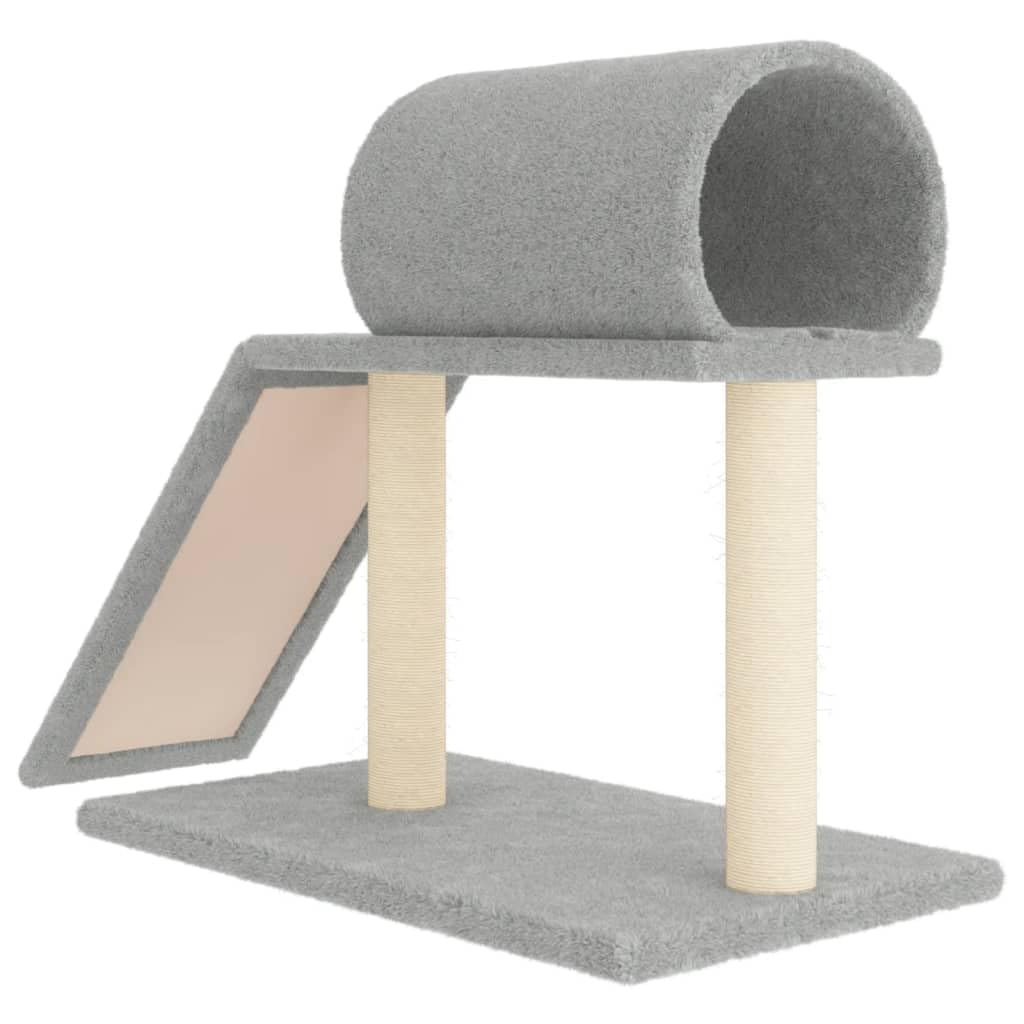 Rascador para Gatos con túnel y Escalera Gris Claro 55,5 cm, CIADAZ Rascador Gato, Arbol Rascador para Gatos, Gatos Accesorios, Torre Gatos, Arranhador para Gatos, Casa para Gatos