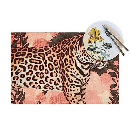 Sets de table en PVC résistant à la chaleur et antidérapants motif léopard pour table basse - 6