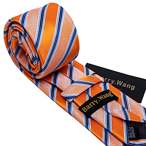 Image of Barry.Wang Plaid Ties for Men Silk Necktie Handkerchief Cuff Links Set