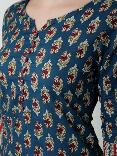 Image of rytras Women's Cotton Printed Kurta With Pant