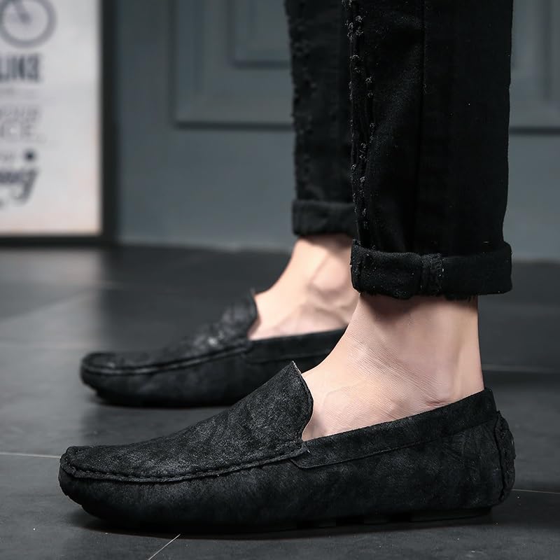 Men's Loafers Shoes Square Toe PU Leather Driving Style Loafer Flexible Anti-Slip Flat Heel Casual Classic Slip On4