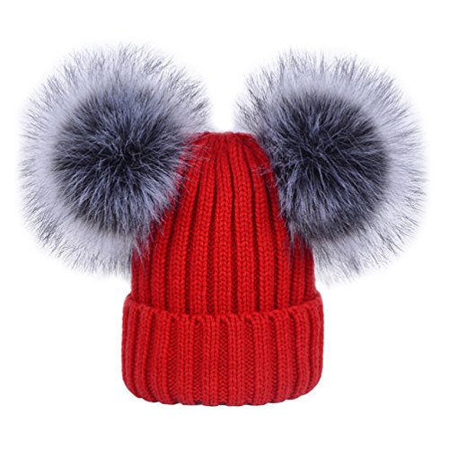 Knitted Beanie With Double Pom-Poms main image 1