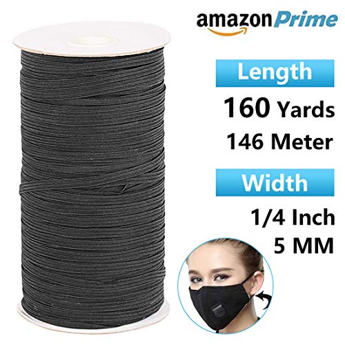 146 Metri Elastico per Cucito 5mm Cordoncino Elastico Piatto Cavo Elastico Nero Lunghezza Nastro per Cucito e Artigianato Bobina di Elastico per Il Cucito e l'Artigianato