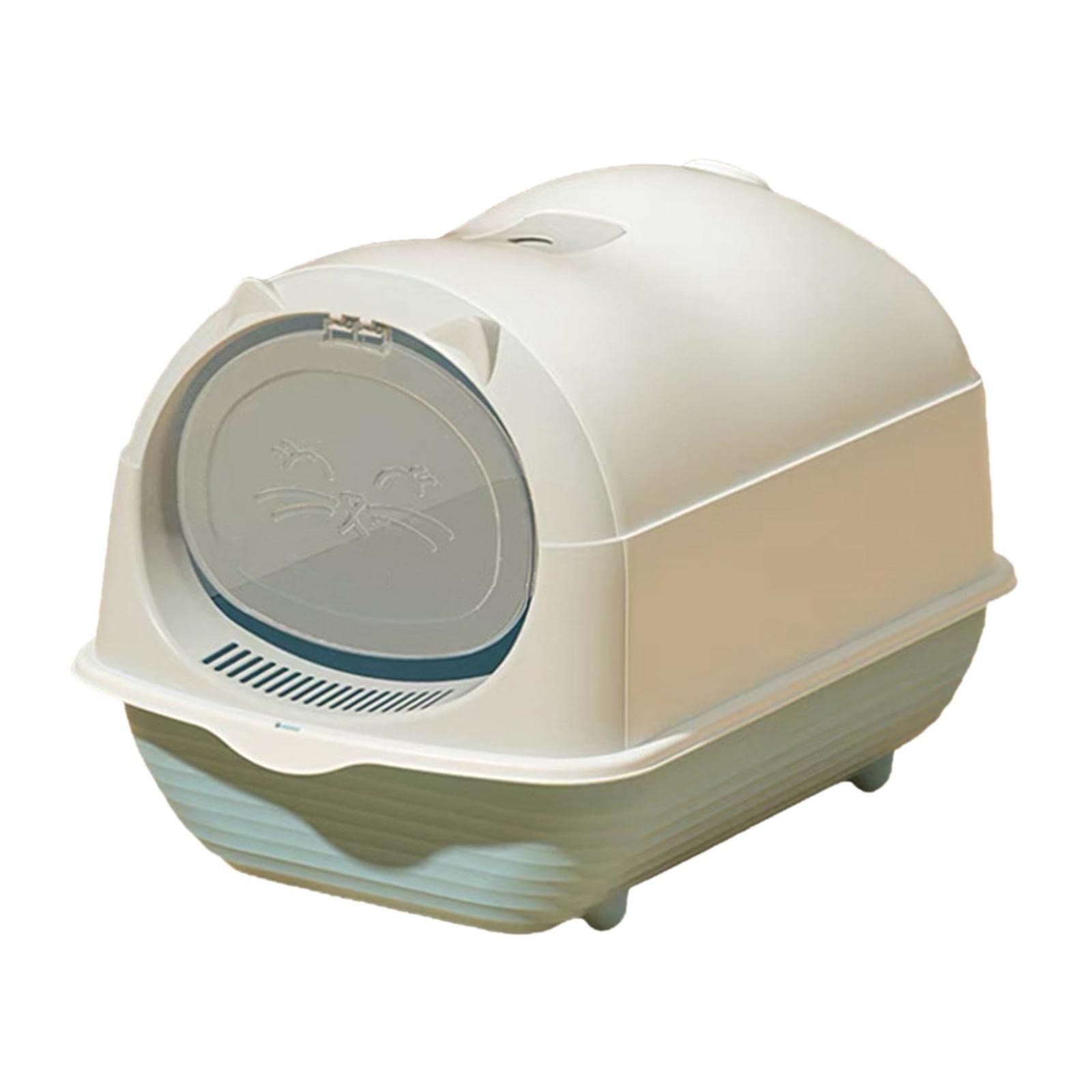 F Fityle Bac à litière pour Chat à Capuchon Toilette pour Chat pour Animaux de Compagnie Bac à litière pour Chat fermé Facile à Ranger Anti-éclaboussures, Gris Clair