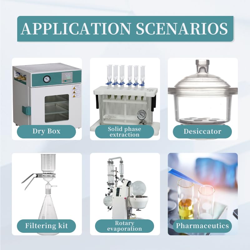 Lab Vacuum Filtration Pump VP-20PRO Negative Pressure Adjustable Diaphragm Oil Free 20L/min W/Rubber Tube for Laboratory