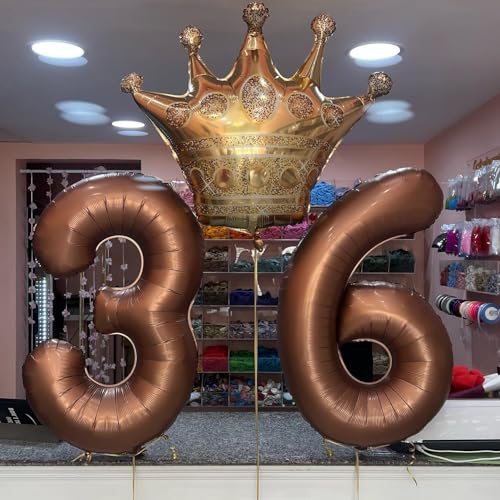 Image of Dark Brown Number 16 Balloon 40 inch, Coffee Brown 16 Number Balloons, 16th Birthday Decorations, Chocolate 16 Year Old Dark Brown Party Supplies