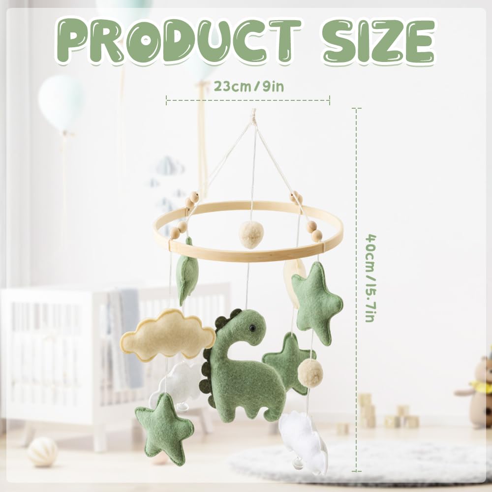 Movil Cuna Bebe, Carrusel Cuna Bebe con Dinosaurios, Nubes y Estrellas, Mobile bebe Colgante Decoración, Regalo para Recién Nacidos, Niños y Niñas