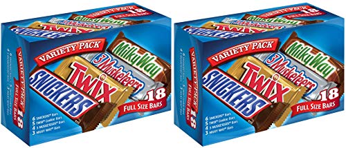 Snickers, Twix, 3 Musketeers & Milky Way Full Size Chocolate Candy Bars Variety Mix, 33.31-Ounce 18-Count Box (2 Pack)
