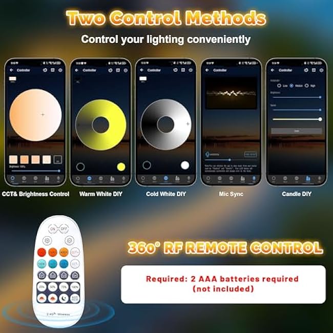 65.6FT Outdoor LED Strip Lights Waterproof IP67, Dimmable 3000K-6500K Warm White LED Rope Lights Outdoor Waterproof with Remote & APP, 24v Adhesive Exterior Lighting for Patio, Deck, Gazebo