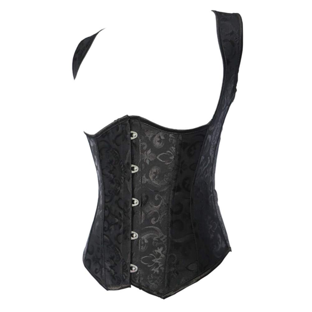 DISSA Corset Sous Poitrine Acier avec Bretelles | Tissu jacquard, sous poitrine, bretelles, busk, laçage, acier, style gothique