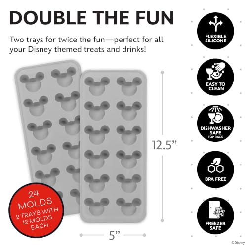 Image of Disney Mickey Silicone Ice Cube Tray, 2-Pack 5 inchx12.5 inch, BPA-Free
