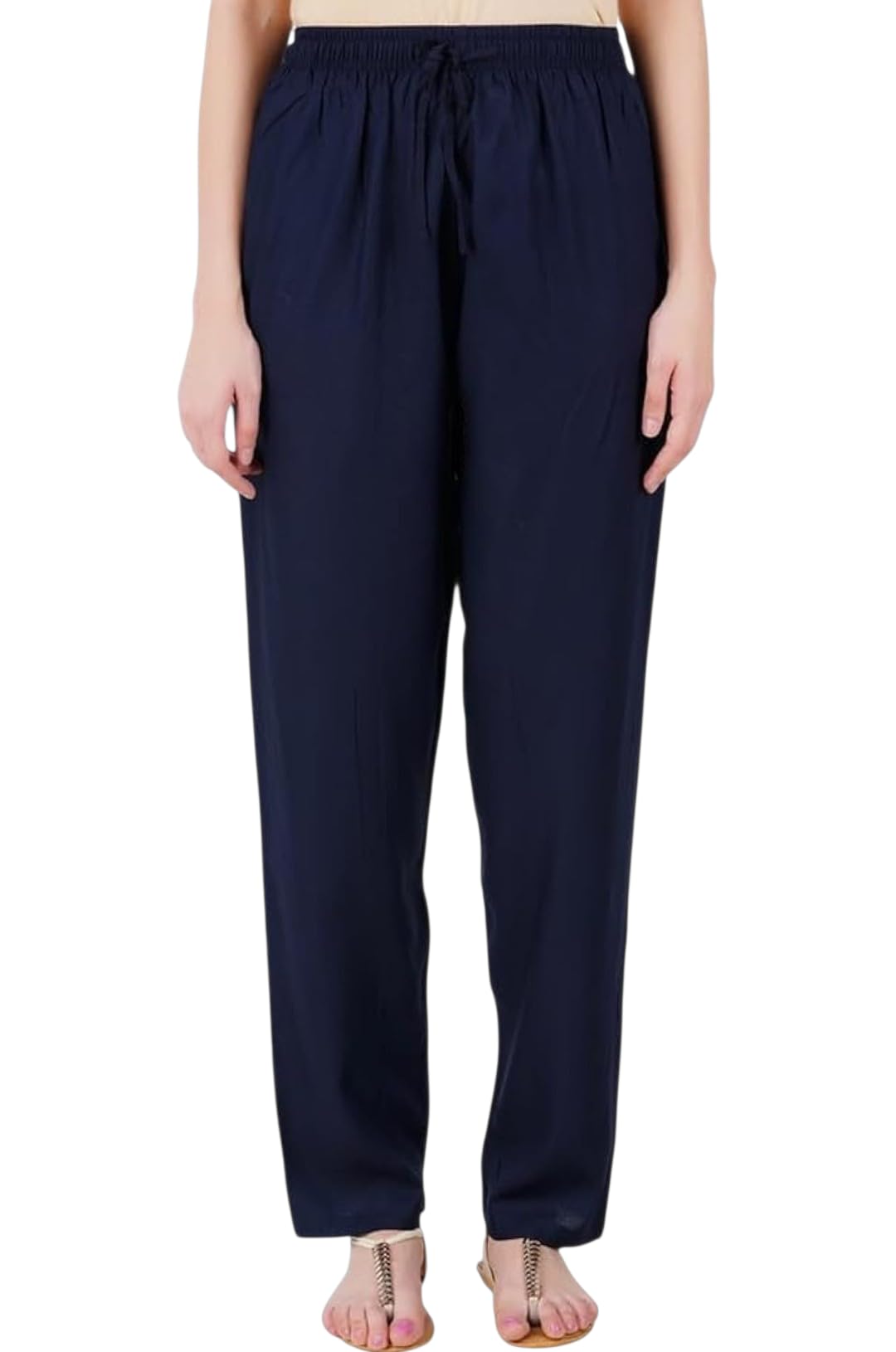Rayon Straight Pants for Women, Stylish Solid Regular Fit Kurti Bottom Wear with Elastic Waist, Adjustable Drawstring & Side Pocket, Casual, Office-picture-16