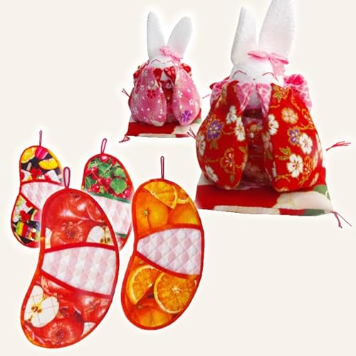 そらまめミトンとお守りうさぎ[うさぎ おまもり 人形 手作り]