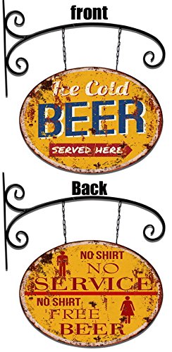 Insegna Braccio in Ferro Targa Cold Beer Served Here 50x42x2 cm
