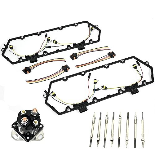 Michigan Motorsports 7.3L Valve Cover Gasket Fits 1994-1997 Diesel Powerstroke, 8 Glow Plugs, Relay, Plus Injector Harness. Fits Ford 7.3L F250 F350 Superduty Econoline