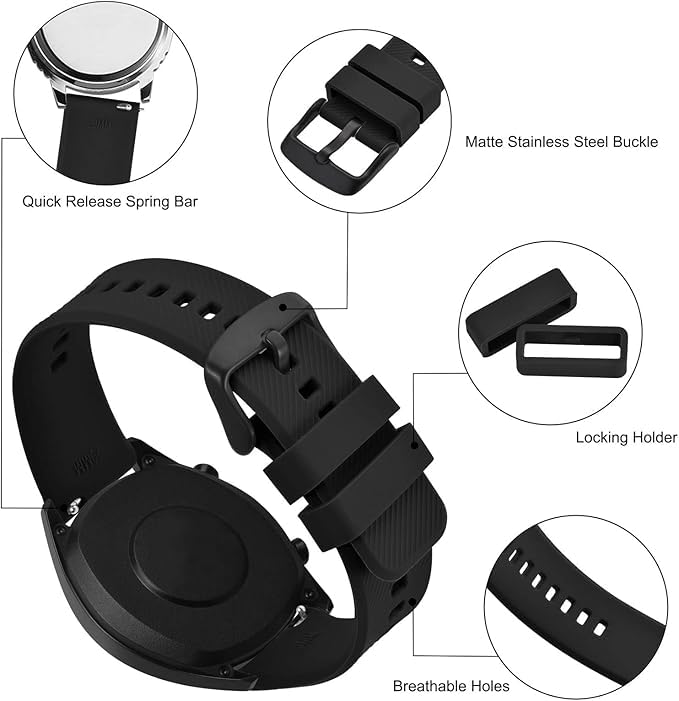 Image of CERLINK 4Pcs 22mm SmartWatch Strap with Black Buckle for Fire Boltt /Boat /Noise /Amazfit /Oxy /Pulse /Beat /Boat Storm & All 19mm Lugs Watches