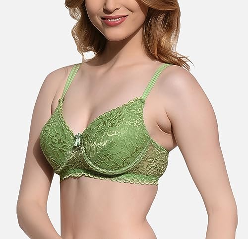 Image of FIMS - Fashion is my style Women Cotton Lycra Floral Lace Lightly Padded Bra Wired Seamless Fullcoverage Multicolor Cup- B