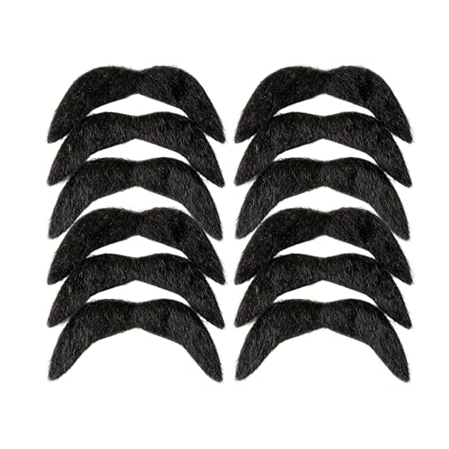 12Pcs Schnurrbart Zum Ankleben Schnauzer Fake Bart Zum Ankleben Realistisch Schnurbart Kleben Oberlippenbart Kostüm Klebebärte Falscher Bärte Fasching Klebe für Weihnachtsfeier Geburtstag Partei (A)