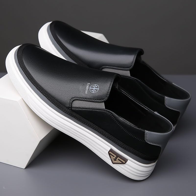 Image of Trsorini Mens Casual Shoes Soft Comfortable Flat Lightweight Moccasin Classic Breathable Leather Men's Shoes