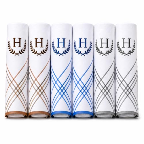 Image of ANTONIA Men's Initial Alphabet Handkerchiefs | Premium Cotton Personalized Hankies with Letter Embroidery (A-Z) | Soft, Absorbent & Reusable | Formal, Wedding & Gift Use | Pack of 6