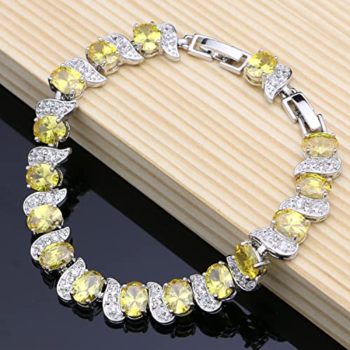 Image of LMXXVJ Fashion Tennis Bracelet Created Emerald White Gold Plated Charm Bracelet Gifts Jewelry for Women