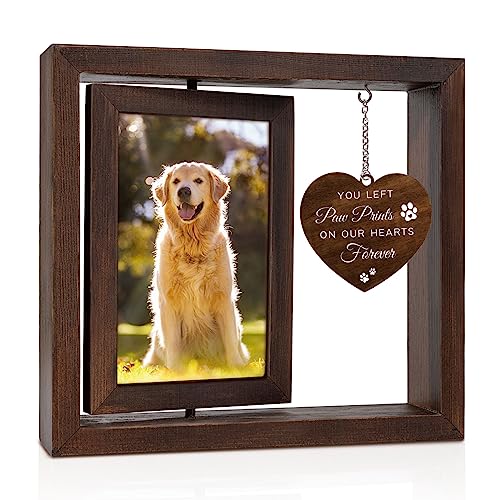 Jigfoxy-Dog-Memorial-Gifts-for-Loss-of-Dog-Rotating-Wooden-Picture-Frame-for-4x6-Photo-Pet-Memorial-Gifts-for-Dog-Cat-Dog-Loss-Sympathy-Bereavement-Remembrance-Gift