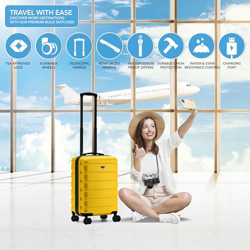 Flight Knight Carry On Suitcase 22x14x9 Hardside Built In TSA Lock & USB Port の商品画像 1