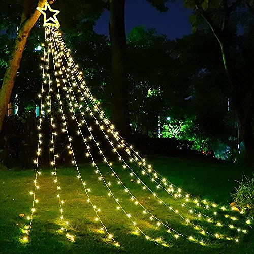 Danli New) Christmas Decoration Outdoor Star String Lights,16.4Ft 320 Led Christmas Lights Hanging Tree Lights,Plug-In 8 Modes Waterproof Fairy Twinkle Curtain Lights For Xmas New Year Holiday Party thumb #3