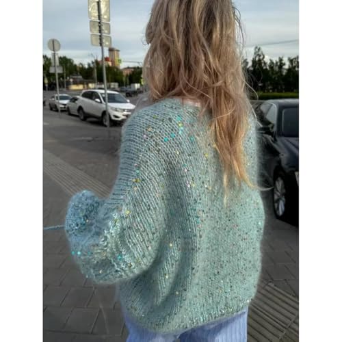 Women's Long Sleeve Cardigan Sweaters Open Front Sweaters Bow Tie Front Cardigan V Neck Fall Tops Glitter Sweater3