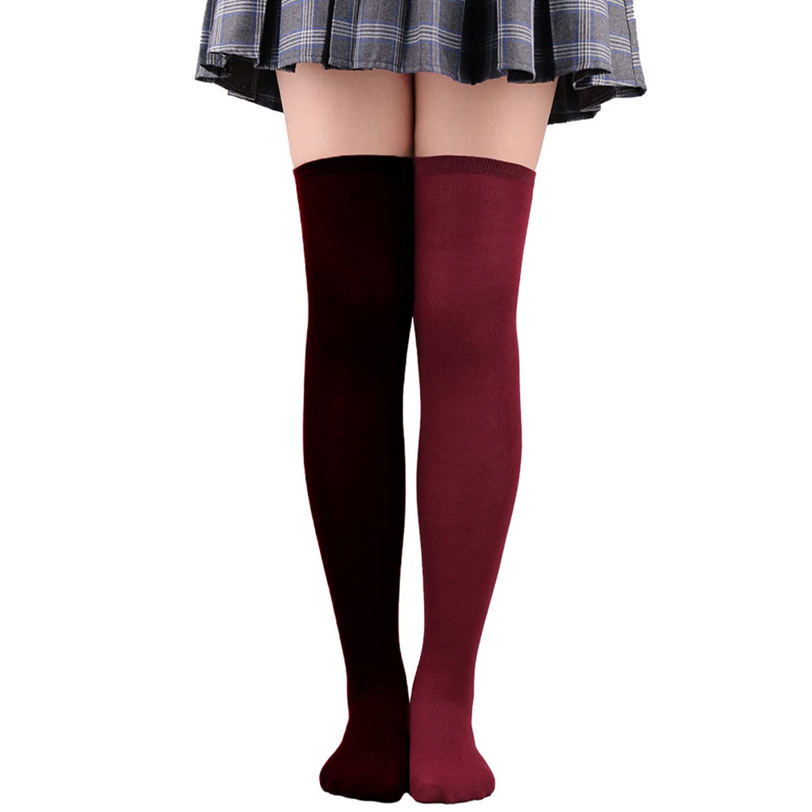 Asukohu Various Colour Stockings Striped Stocking Over The Knee Bowknot Christmas Socks Thigh High Stockings Striped Socks Various Colours, Black wine, One Size