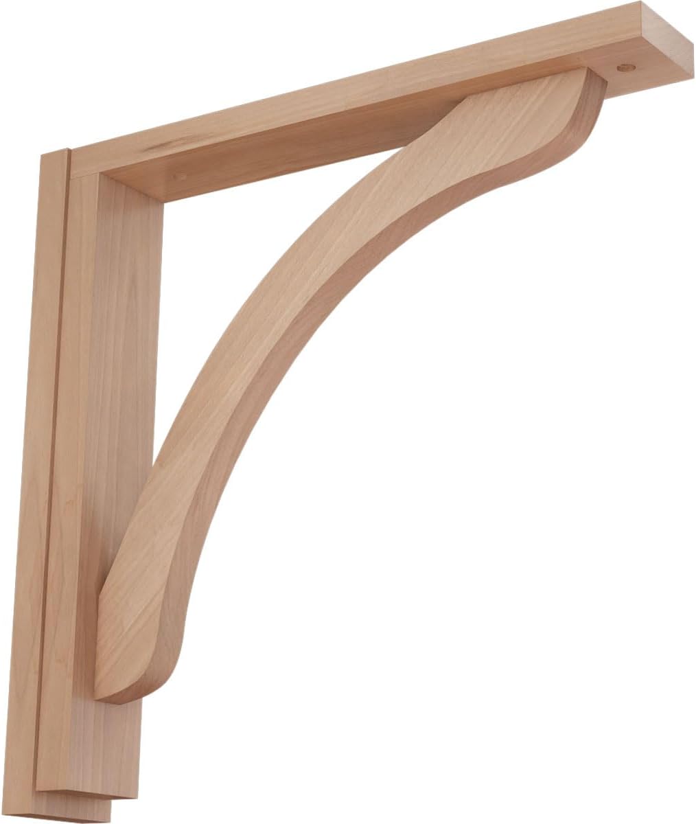 Ekena Millwork BKT02X14X14REAL Reece Shelf Wood Brackets, 2 1/2"W x 14 3/4"D x 14 1/4"H , Alder