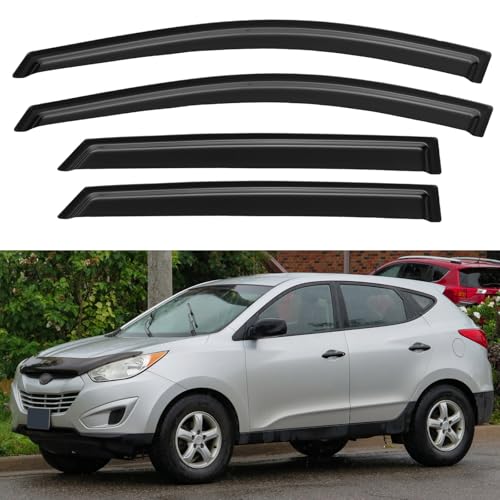 Image of Window Visors Rain Guards for 2010 2011 2012 2013 2014 2015 Hyundai Tucson, Out-Channel Window Vent Wind Deflectors Visors Shades for 10-15 Tucson