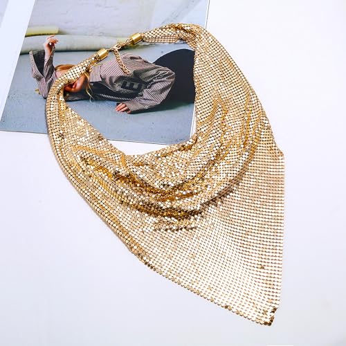 MioCloth Shiny Sequin Metal Scarf Chain for Women Carnival Party Sparkle Neck Shawl Neckerchief Nightclub Costume4