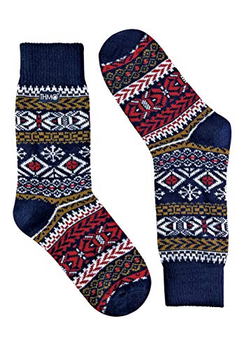 THMO - Mens Winter Vintage Patterns Thick Knitted Wool Socks for Boots3