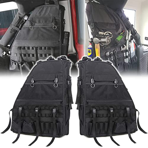 Roll Bar Storage Bag Cargo Cage with Multi-Pockets For 2007~2022 Jeep Wrangler JK TJ JL & Unlimited 4 Doors Organizers Saddlebag Holder Bags Tool Kits (Pack of 2)