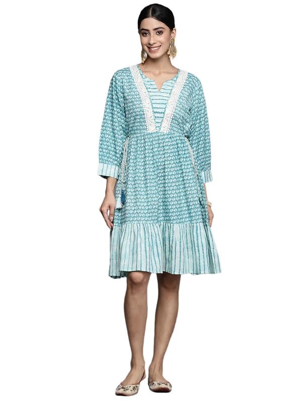 Robe courte bleu turquoise Varanga vêtement léger femme chic