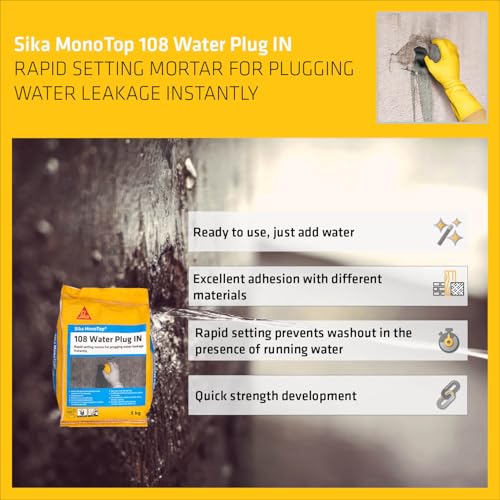 Image of SIKA - Pack of 4 Rapid setting mortar - Sika Monotop 108 Water Plug - For plugging water leakage instantly - 5kg