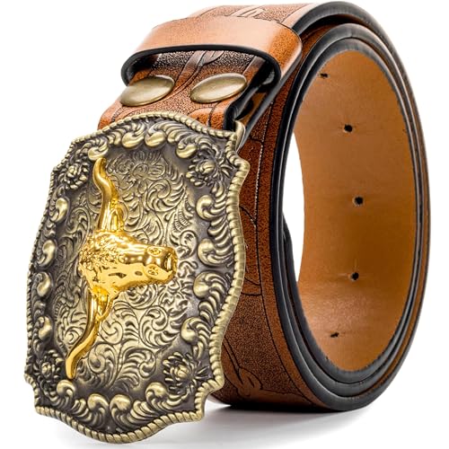 Western Cowboy PU Leather Belt - Men...