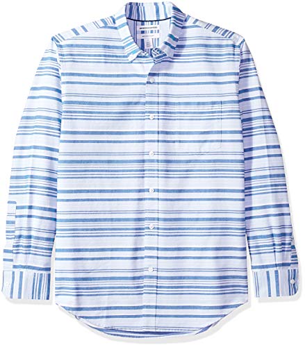 Amazon Essentials Men's Regular-Fit Long-Sleeve Stripe Oxford Shirt