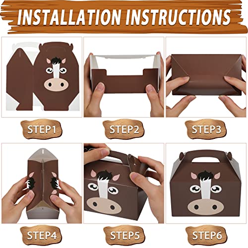 Horse Party Favors 24 PCS Cow Horse Party Treat Boxes Cowboy Gift Box Cardboard Candy Cookies Snacks Boxes for Western… - Image 5