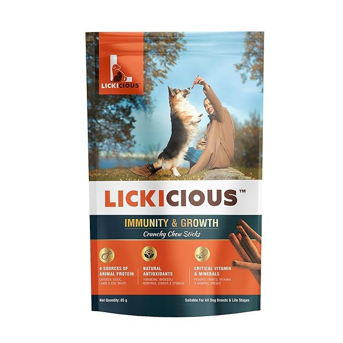 Nutritional Treats for Growth & Immunity 85g*2 | Chewy Stick with 4 Animal Proteins Duck, Chicken, Egg, Lamb | Antioxidants, Vitamins, Minerals | Boost Health, Vitality & Muscle Development