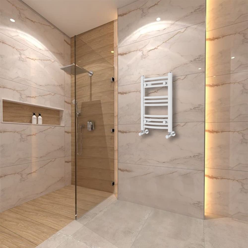Warmehaus White Curved Heated Towel Rail Radiator Ladder 600X400mm Central Heating Radiators For Bathroom Kitchen