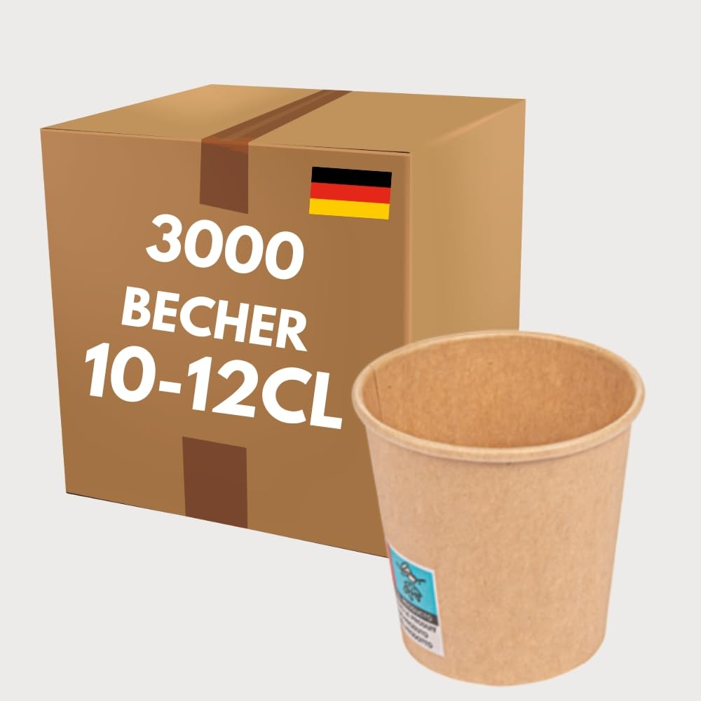 COVR Kraft Pappbecher, recycelbar, für heiße und kalte Getränke, robust und griffig, 10–12 cl (4 oz), 3000 Stück