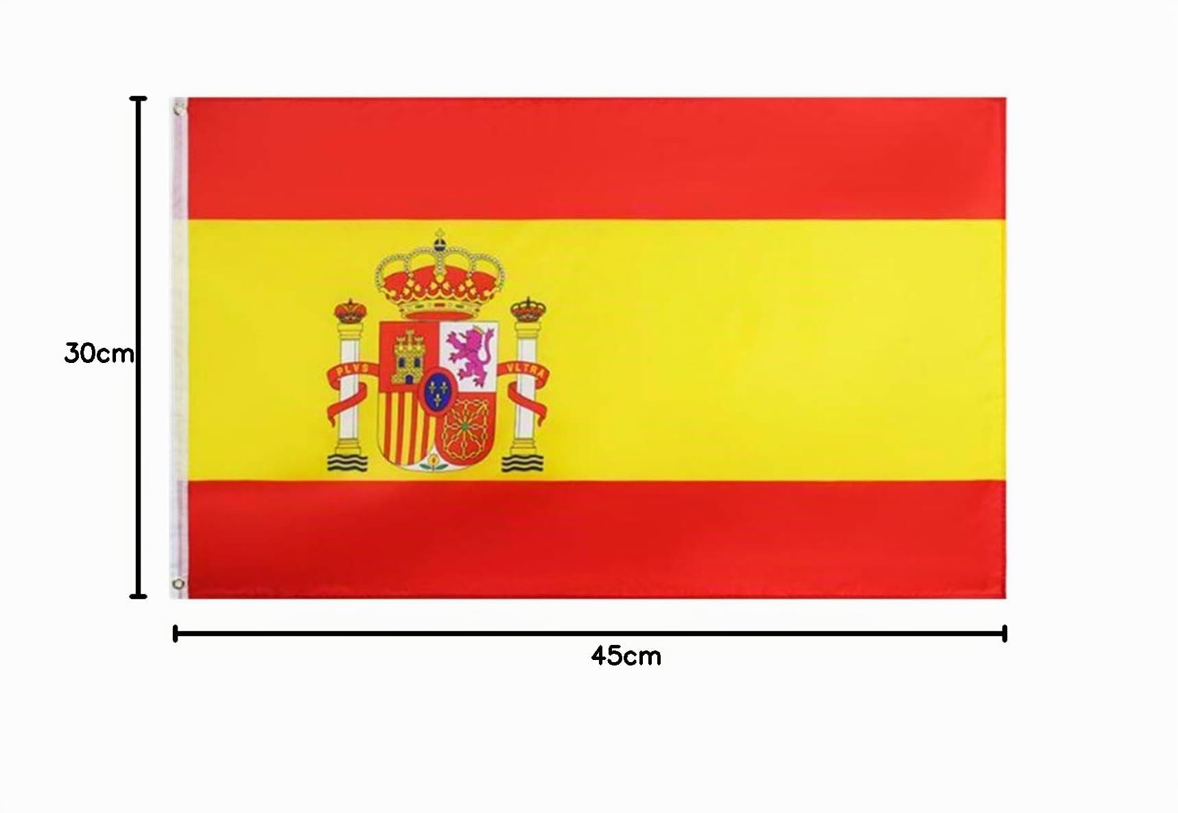 Bandera españa grande para Exterior Bandera del barco 30x45cm poliéster 160g/m2, 2 ojales de metal costura doble con ojal