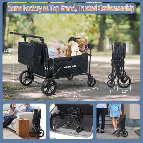 image for MOONCOOL 4 Seater Stroller Wagon, Quad Stroller Wagon for 4 Kids, Push