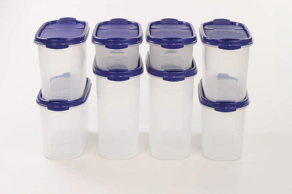 Tupperware Confederations 1.7 L (2)+1.1L (4)+500 ml (2) Blue with Modular Shaker