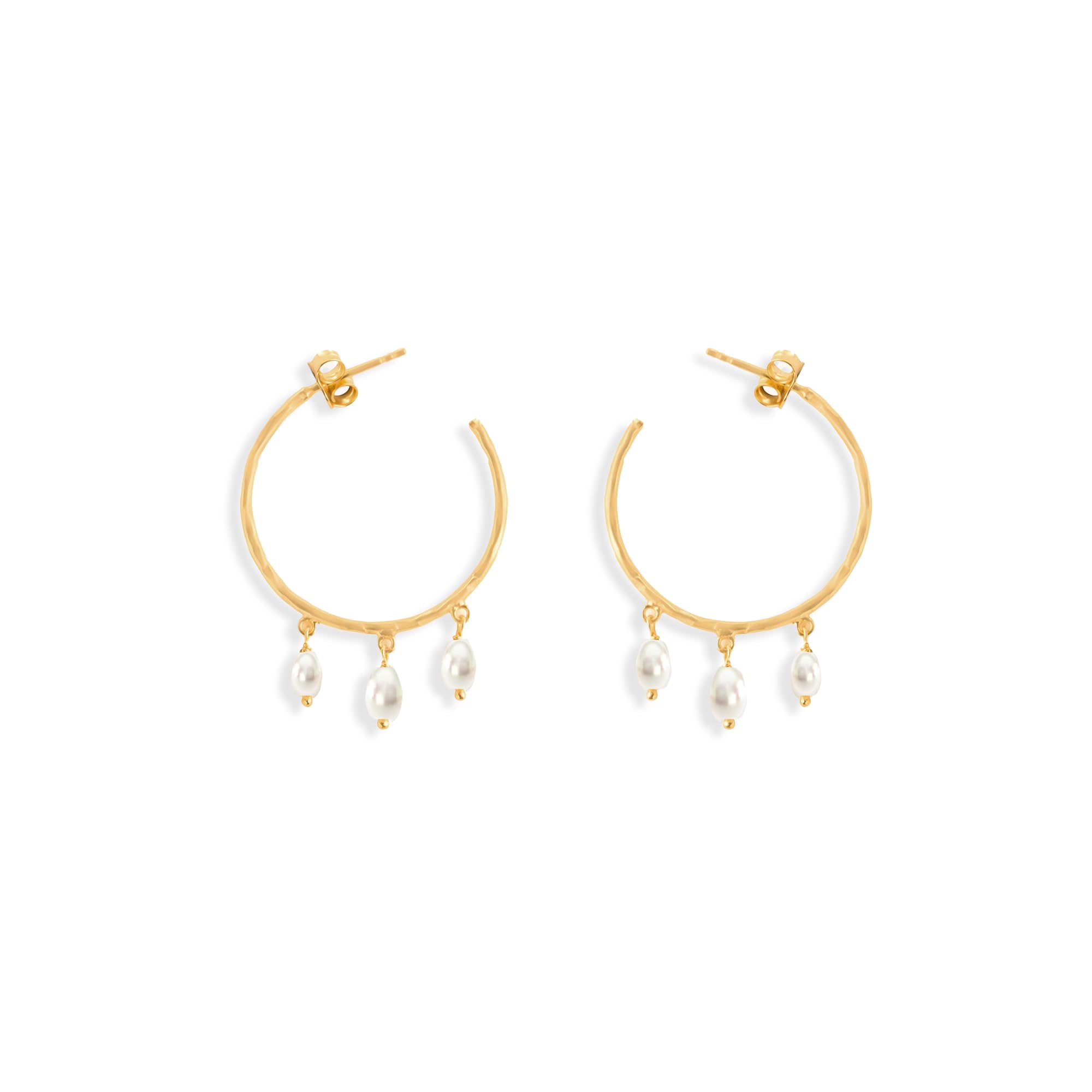 MABEL925 Sterling Silver, 18 Kt Gold Plated Pearl Drop Hoop Earrings, Fine Jewellery Gifts for Women & Girls, Assured Purity & 6 Month Warranty*