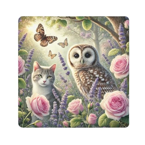 Joko Ivery Owl Roses Pastel Blue Self-adhesive Cloth 17.7
