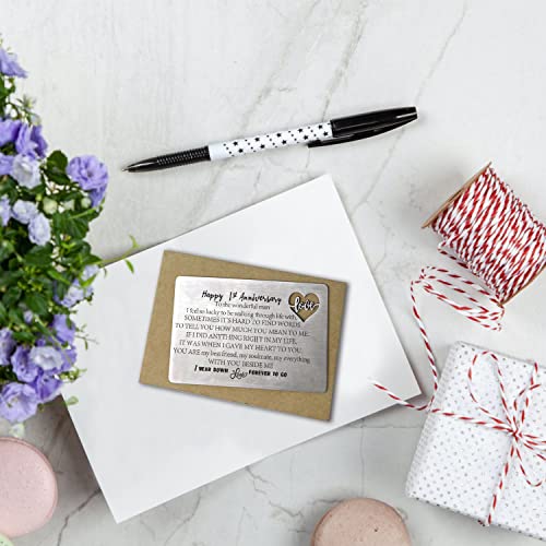 YODOCAMP 1 Year Wedding Anniversary Card for Husband Men, Happy 1st Anniversary Card Gifts for Him, Boyfriend From Wife Girlfriend, Engraved Metal Wallet Insert Anniversary Presents4